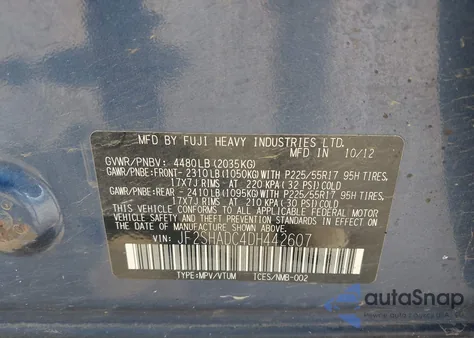 2013 Subaru Forester 2.5X Premium из США, поврежденный, VIN JF2SHADC4DH442607